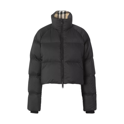 BURBERRY/博柏利      女士黑色徽標嵌花短款羽絨服80447301
