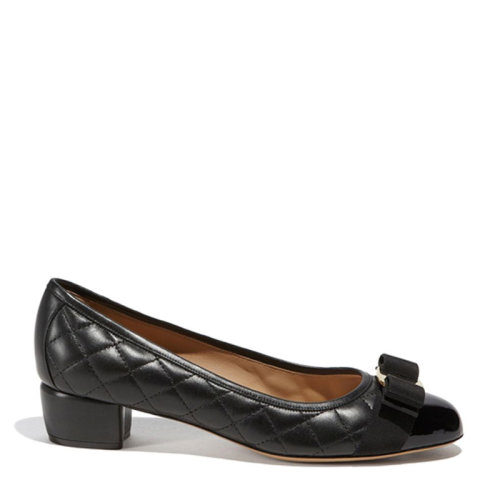 Salvatore Ferragamo/菲拉格慕 女士QUILTED VARA飾標蝴蝶結中跟鞋女鞋 01-M832-672114