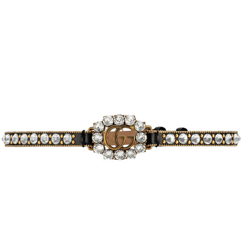 GUCCI/古馳  黑色 雙G皮革項圈553396I56718061