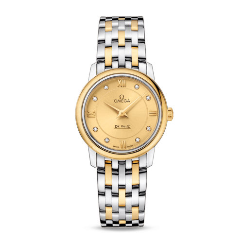 OMEGA/歐米茄 碟飛系列 典雅 精鋼 18K金 鉆石刻度 石英機芯 女士腕表 424.20.27.60.58.001