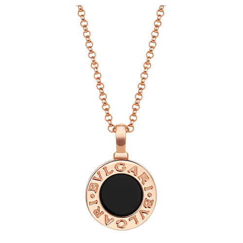 【白色】BVLGARI/寶格麗 22新款BVLGARI BVLGARI系列 18k金玫瑰金飾有品牌字母銘文圓形飾品鑲嵌黑色瑪瑙吊飾項(xiàng)鏈359320