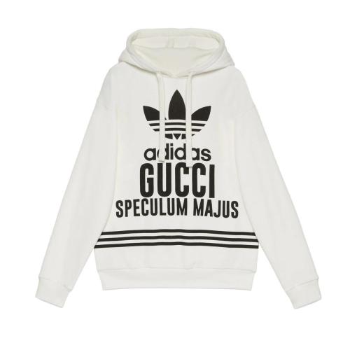  GUCCI古馳 22年秋冬 女士 adidas x Gucci聯名系列兜帽棉質衛衣 717427 XJEXK 9095