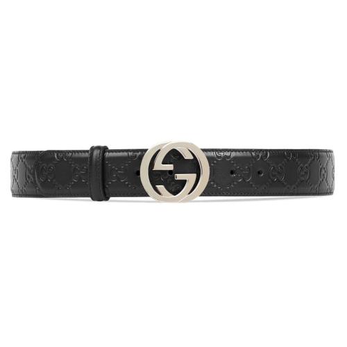  GUCCI古馳 22年秋冬 女士 Gucci Signature皮革腰帶 370543 CWC1G 1000