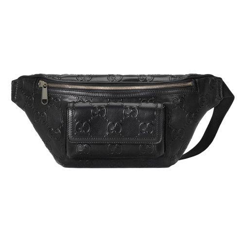 GUCCI/古馳 男士黑色GG壓紋皮革腰包 6450931W3CN1000