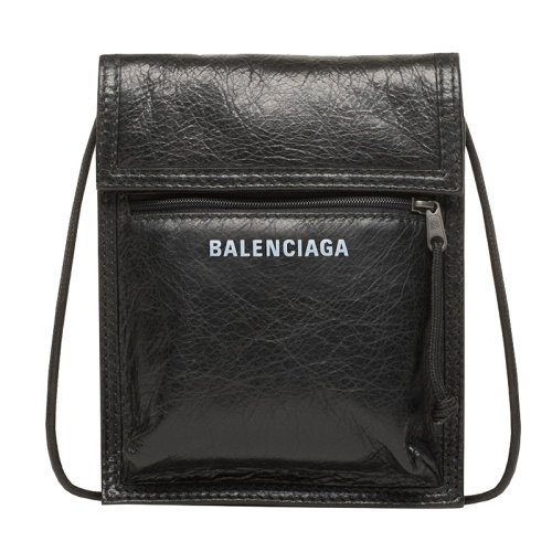 Balenciaga/巴黎世家 經典款EXPLORER系列 男士小Arena黑色皮革單肩包斜挎包532298DB5051000