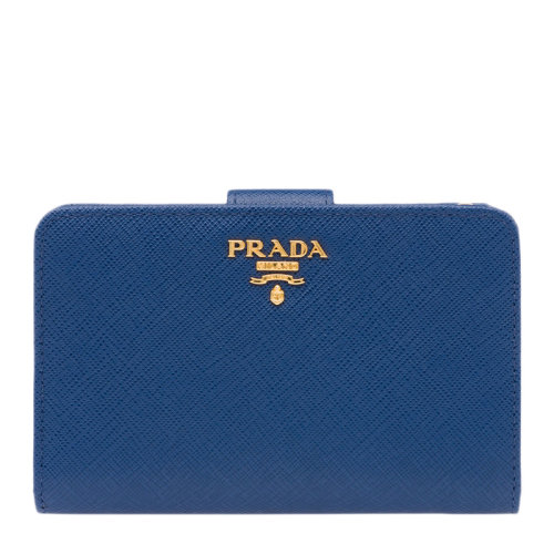 PRADA/普拉達 女士純色時尚LOGO標識牛皮短款拉鏈兩折零錢包錢夾女包 多色可選 1ML225-2EBW