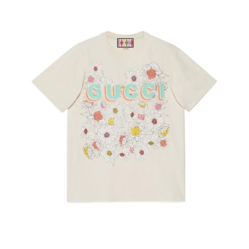  GUCCI古馳 22年秋冬 女士 Gucci Lovelight系列棉質印花T恤 706127 XJERL 9150