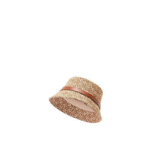  LOEWE羅意威 22年秋冬 女士 帽子 Anagram bucket hat in jacquard and calfskin K820HB1X07-2