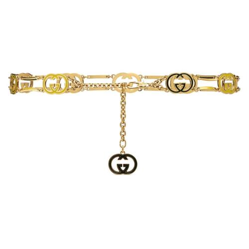  GUCCI古馳 22年秋冬 女士 互扣式雙G鏈式腰帶 678487 J163G 9070