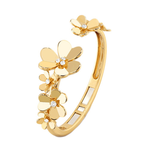 Van Cleef & Arpels/梵克雅寶 經(jīng)典款Frivole系列 18k金黃金鑲鉆7三瓣花朵手鏈手鐲VCARP6L300