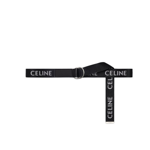 CELINE/賽琳 22年春夏新款 男士黑色中號(hào)提花織物和牛皮革雙環(huán)腰帶30毫米45AVS2AEO.38SI