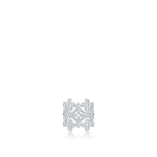  LV路易威登 22年秋冬 女士 戒指 BAGUE LARGE DENTELLE， OR BLANC ET DIAMANTS Q9N51D Q9N51E 預定商品2-8周發貨