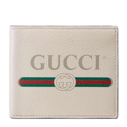 GUCCI/古馳 PRINT LEATHER系列男士拼色牛皮經典字母徽標印花紅綠條紋裝飾短款雙折錢夾錢包卡包男包 496309-0GCAT 多色可選