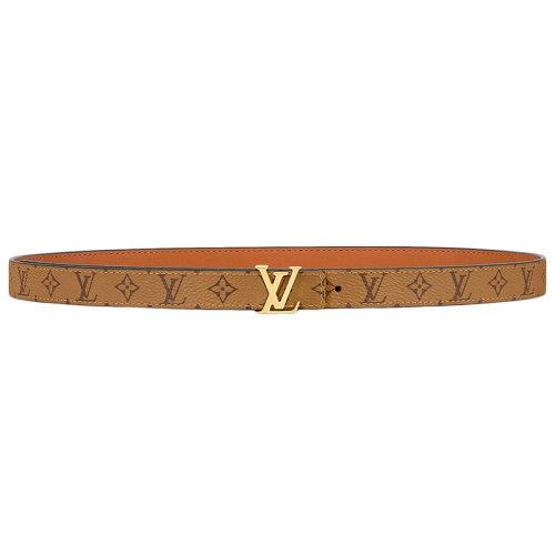 Louis Vuitton/路易威登 女士Monogram Reverse帆布和素色小牛皮LV標志性金扣20毫米雙面腰帶M0440W