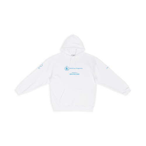 Balenciaga/巴黎世家 22年秋冬新款 WFP系列 女士白色純棉中重抓絨藝術畫印花連帽衫衛衣578135TMVL19086