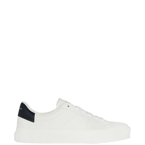 Givenchy/紀(jì)梵希      Chito聯(lián)名City Sport系列 男士白色光滑牛皮革后跟飾海藍(lán)色皮革飾片運動鞋BH005VH118-131