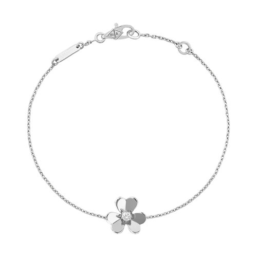 Van Cleef & Arpels/梵克雅寶 經典Frivole系列 18k金白金鑲嵌鉆石三瓣花朵迷你手鏈VCARP0J500