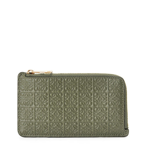 LOEWE/羅意威 20  女士鱷梨綠徽標壓花真絲小牛皮拉鏈卡包0010623551