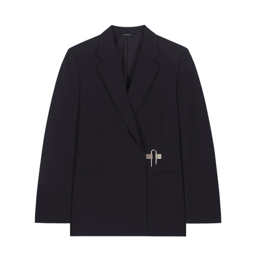 Givenchy/紀梵希 22年早春新款 女士黑色純羊毛飾掛鎖西裝外套BW30D713N5-001