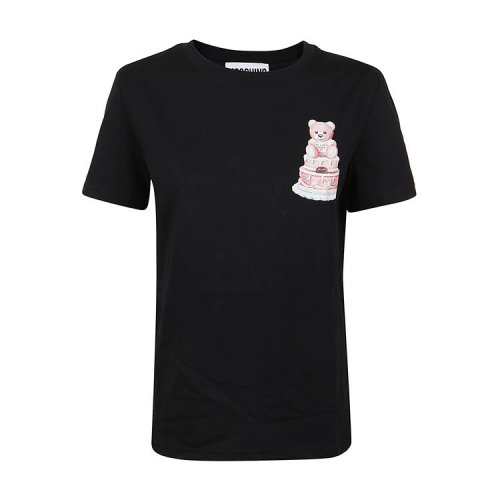 MOSCHINO/莫斯奇諾  時尚百搭 女性小熊圖案 白色/黑色圓領棉質 女士短袖T恤