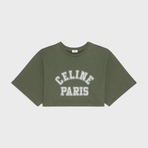  CELINE賽琳思琳 22年秋冬 女士 短袖T恤 棉質抓絨短款T恤 2Y19A670Q.02MJ