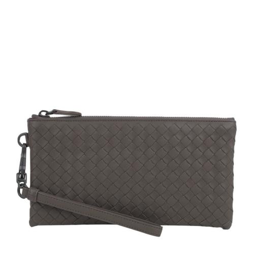 Bottega Veneta/葆蝶家  寶緹嘉男包 男士灰色皮質時尚編織拉鏈錢包手拿包  428032V001N2905