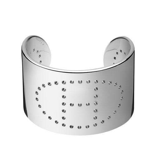 HERMES/愛馬仕 經(jīng)典Eclipse系列 大號(hào)925純銀H穿孔圖案手鐲H104280B