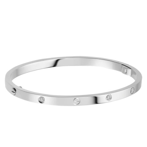 CARTIER/卡地亞 經典LOVE系列 18K金白金鑲嵌6顆鉆石螺釘小號窄版PM手鐲B6047717