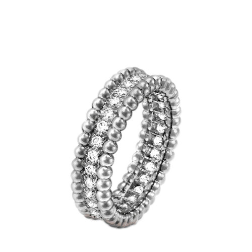 Van Cleef & Arpels/梵克雅寶 Perlée diamants系列 18K金白金鑲嵌單排鉆石戒指指環VCARP4E200