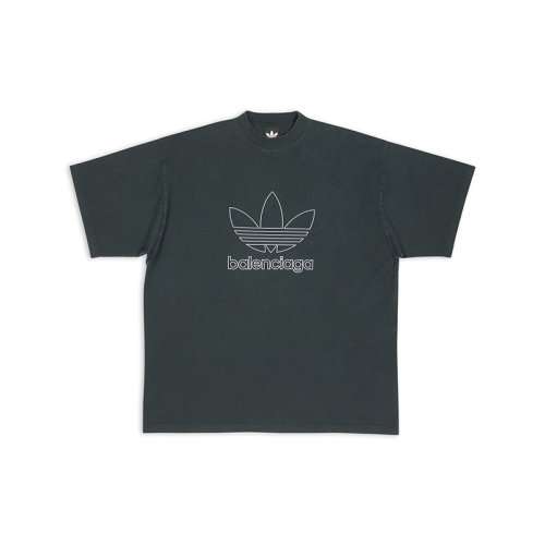 Balenciaga/巴黎世家 22年秋冬新款 ADIDAS聯名系列 男女同款深綠色純棉OVERSIZED短袖T恤723976TNVN83775