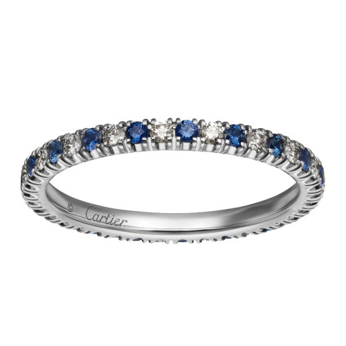 CARTIER/卡地亞  ETINCELLE 鉑金950/1000鑲嵌鉆石和藍寶石結婚戒指B4232000