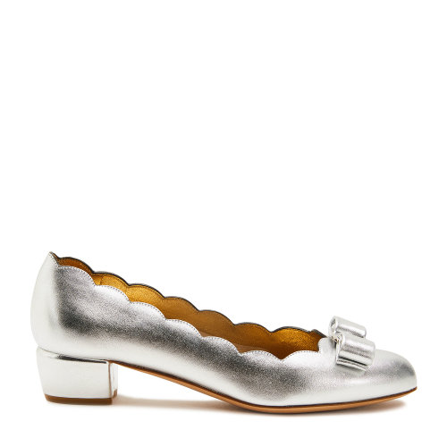 Salvatore Ferragamo/菲拉格慕 銀色 女士VARA蝴蝶結飾中跟鞋 736302-01R389