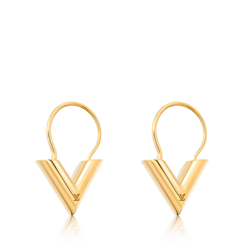 Louis Vuitton/路易威登 22春夏新款ESSENTIAL V系列 金色黃銅金屬V字造型鏤刻徽標耳環M61088