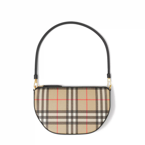 BURBERRY/博柏利 OLYMPIA系列 老花皮革格紋附可拆卸肩帶斜挎包80505801