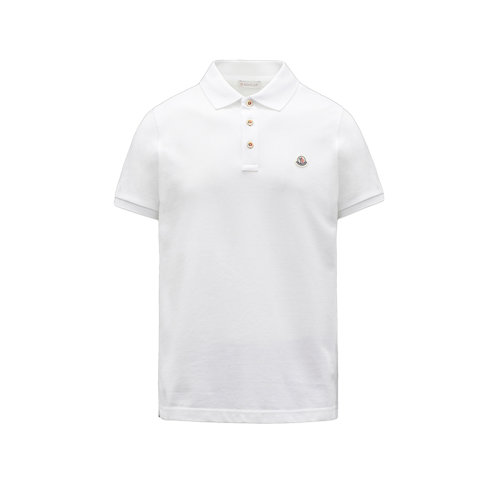 Moncler/蒙克萊 22年秋冬新款 男士光學白色純棉徽標貼片短袖polo衫H10918A0000984556001