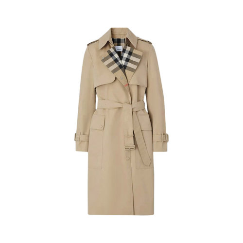 BURBERRY/博柏利 女款棉質嘎巴甸Trench風衣外套格紋 80432071