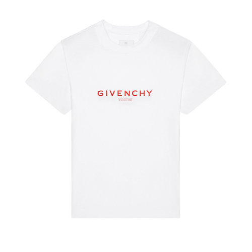 Givenchy/紀梵希 23年早春新款 BSTROY聯名系列 男士白色純棉翻轉印花修身短袖T恤BM716G3Y99-100