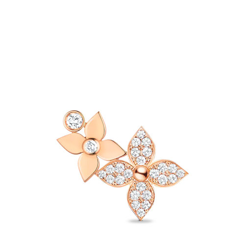 Louis Vuitton/路易威登 STAR BLOSSOM系列 經典款單只18k金玫瑰金26顆鉆石左側星星圖案耳環(huán)Q96945