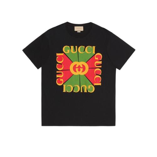  GUCCI古馳 22年秋冬 女士 Gucci復(fù)古標(biāo)識印花T恤 717422 XJE6E 1082