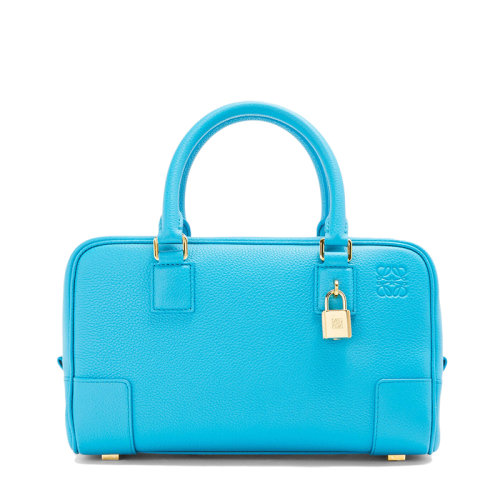 LOEWE/羅意威 22春夏新款Amazona 23系列 女士青色粒面小牛皮金色掛鎖裝飾單肩斜挎手提包0010640696