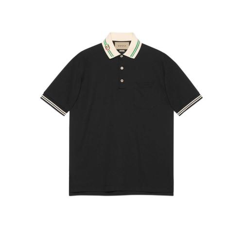  GUCCI古馳 22年秋冬 男士 互扣式雙G珠地棉Polo衫 658067 XJDI2 1043