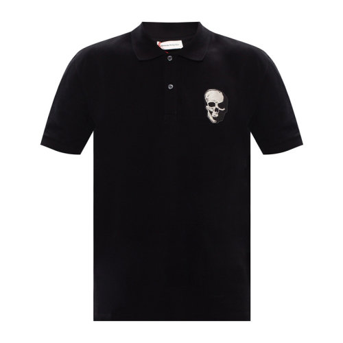 Alexander McQueen 亞歷山大·麥昆 黑色男士 服裝  棉質骷髏頭圖案短袖POLO衫 男士短POLO