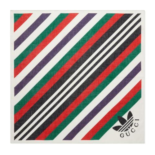  GUCCI古馳 22年秋冬 女士 adidas x Gucci聯(lián)名系列條紋印花棉質(zhì)圍巾 692592 3G101 1974