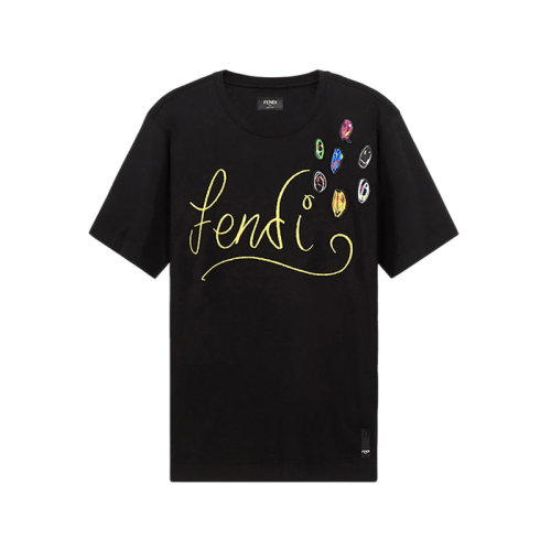 FENDI/芬迪【22春夏新款】男士棉質圓領短袖T恤LOGO圖案 FY0936 AH13