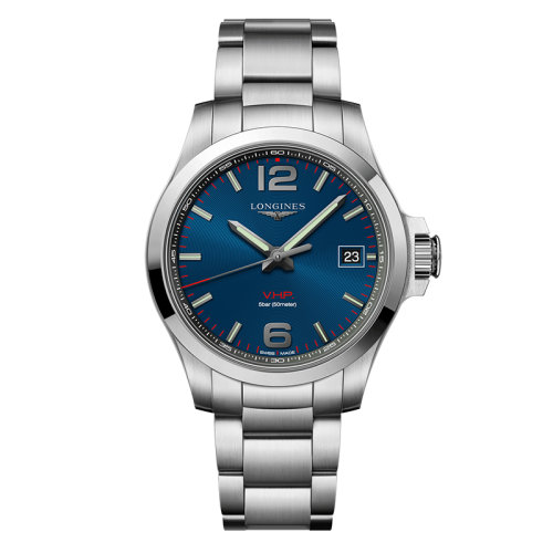 LONGINES/浪琴 康卡斯VHP系列 石英表精鋼表殼鋼鏈藍盤男表41毫米L3.716.4.96.6