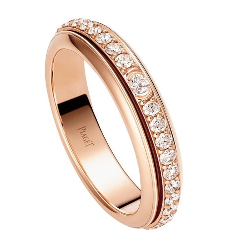 PIAGET/伯爵 經典POSSESSION時來運轉系列 18K金玫瑰金滿鉆可轉動戒指  G34P3D00