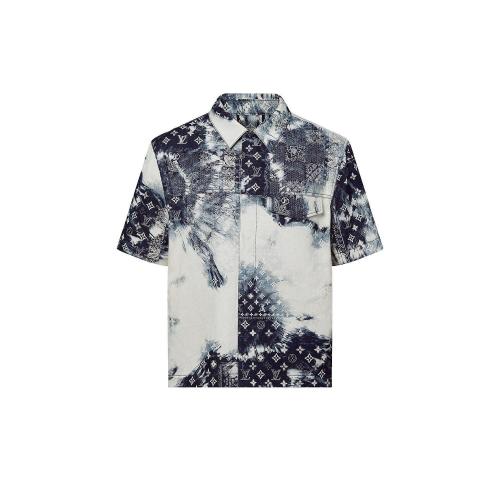  LV路易威登 22年秋冬 男士 短袖襯衫 CHEMISE EN DENIM a MANCHES COURTES MONOGRAM BANDANA 1