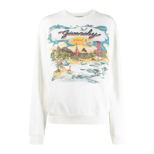GIVENCHY 紀梵希 女士 服裝  白色圓領山水圖案棉質衛衣 女衛衣