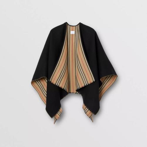  BURBERRY 22年秋冬 女士 標志性條紋裝飾羊毛披肩 80184961 預定商品1-3周發貨
