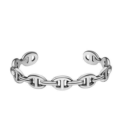 HERMES/愛馬仕 經典Cha?ne d'Ancre Encha?née系列 中號925銀鏈環手鏈H109509B